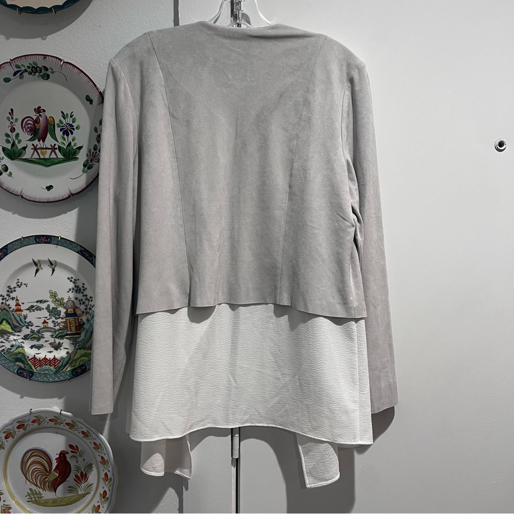 Chico’s Double Layer Suede Grey Nice Cardigan - Picture 6 of 8